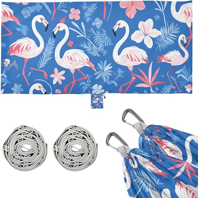 Pink Flamingos Blue Flowers 330lb Capacity Outdoor Hammocks Backyard Hammock for Outside Beach Patio Garden accesorios para Camping