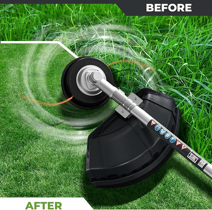 36CC Gas Powered String Trimmer, 3IN1 2-Stroke Gas Powered Weed Wacker with Brush Cutter, 3/40-Tooth Blade, Shoulder Strap for Garden, Yard