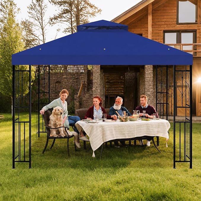 8'x8' Gazebo Cover Replacement Canoy Top Compatible with Canadian Tire Living Crawford, Fit for RONA 8x8 Gazebo #088-1067-8 (Blue)