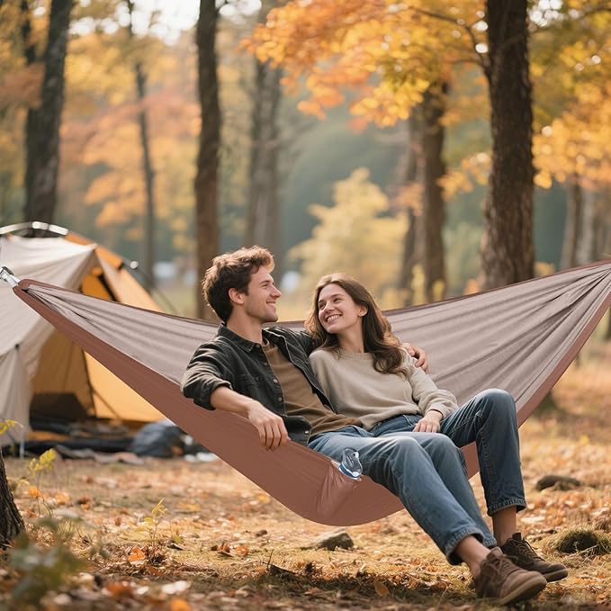 Brown 330lb Capacity Outdoor Hammock with Portabl Carry Bag Rope Hammock for Outside Patio Backyard Poolside Base para hamacas para adultos