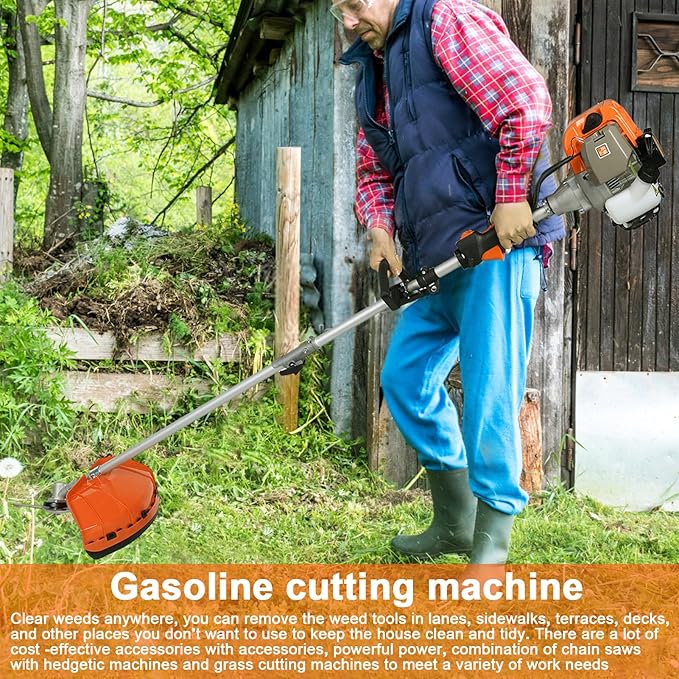 52CC 2-Stroke Gas Weed Eater/Brush Cutter, String Trimmer, Maximum Power/Speed - 2.3KW/8500rpm & Multi Functional Gas Weed Wacker for Yard & Garden