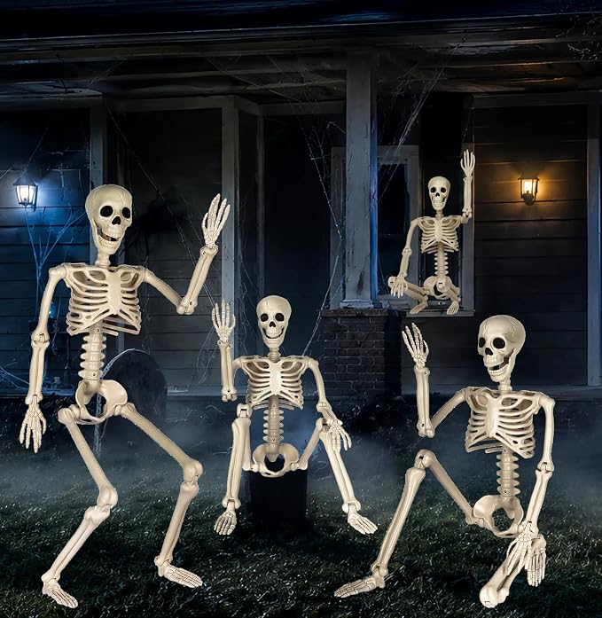 Halloween Decorations outdoor, 2Pack 36" halloween-Skeletons Decoration indoor-3ft Life Size Human Plastic Skeleton with Full Body Posable Joints for Halloween Party decorations Yard Gardon Porch Lawn | Realistic Warm Bone Tones 36" Posable Life Size C...