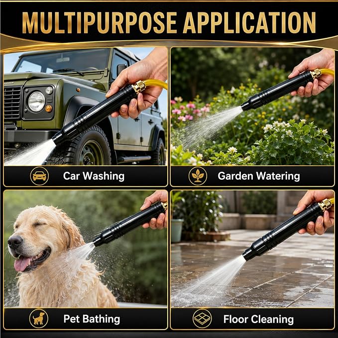 Home High Pressure Car Wash Water Gun, 2026 Upgraded Home High-Pressure Car Wash Water Gun with Booster,Multipurpose for Home Car Washing, Plant and Vegetable Watering, Featuring A Powerful Nozzle