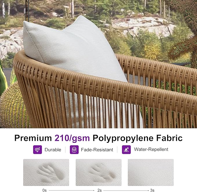PURPLE LEAF 4-Piece Wicker Outdoor Patio Furniture Set Aluminum Rattan Sofa Conversation Set with Cushions and Coffee Table for Garden Backyard Wood Grain