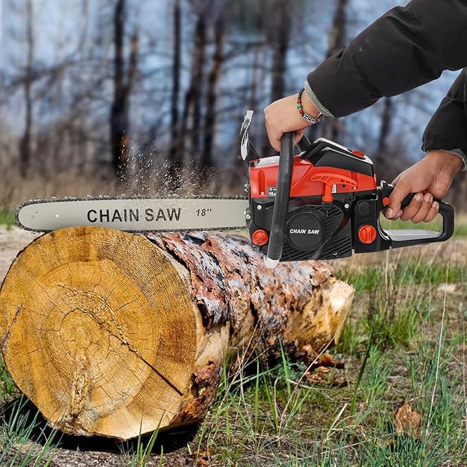 18Inch Gas Chainsaw 28CC 2-Stroke Gas Powered Chain Saw Single Cylinder Air Cooling for Farm Garden Park Forest
