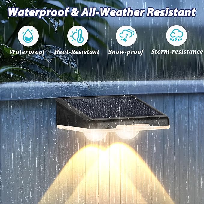 Solar Lights Outdoor 16-Pack, Waterproof Fence Lights Solar Powered with 3 Modes (3000K/4500K/6500K) for Outside, Backyard, Deck, Step, Stairs, Balcony, Yard, Patio, Walkway, Pathway, Railing