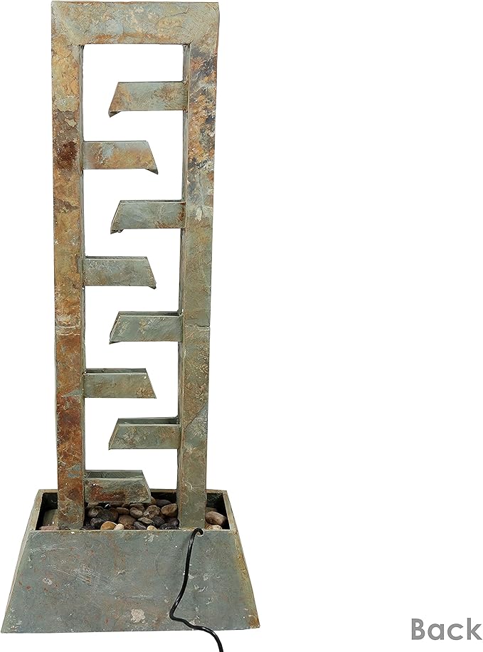 Sunnydaze Cascading Sculptural Fountain - 49-Inch Electric Water Fountain with Submersible Pump - for Garden, Patio, Deck