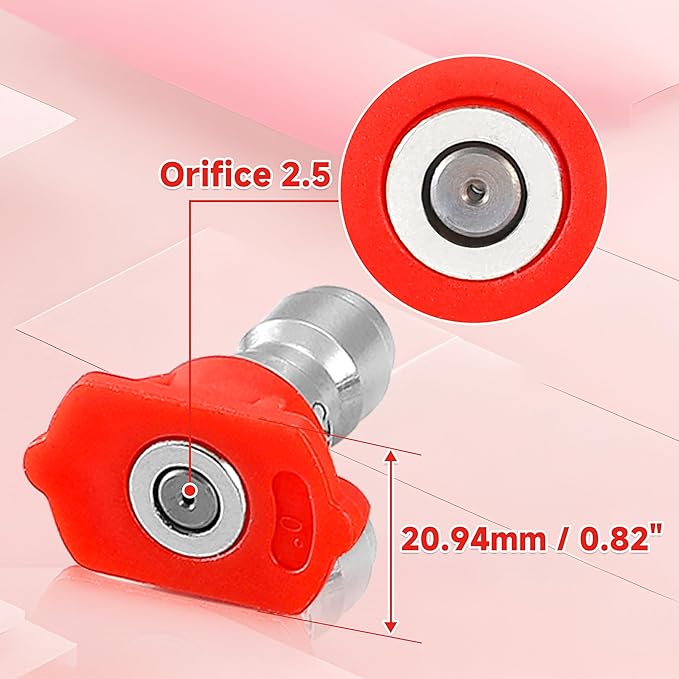 Tool Daily Pressure Washer Tips, 0 Degree Red Power Washer Nozzle Tips 7 Pack with Nozzle Holder, 1/4 Inch Quick Connect, 4000 PSI