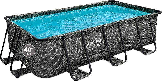 Funsicle Oasis Designer Lap 13' x 7' x 39.5” Rectangular Above Ground Swimming Pool, with FiltraBoost 800 GPH Filter Pump, Ladder & Repair Patch, Dark Herringbone
