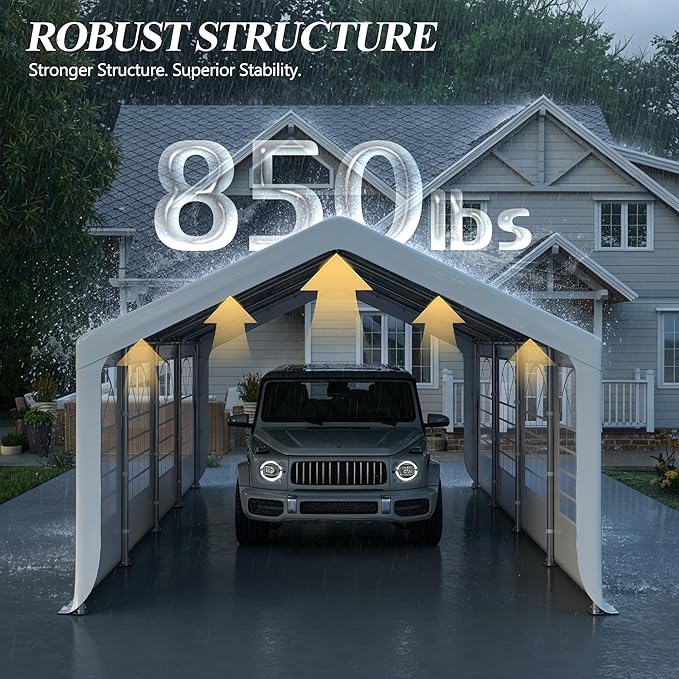 GARTOO 13' x 26' Canopy Party Tent & Carport - Heavy Duty Outdoor Wedding Gazebo with 4 Sand Bags, Event Shelter Canopy for Outdoor Event, Wedding, Birthday Party