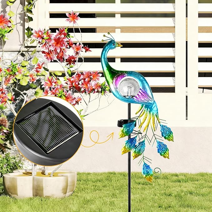 Solar Garden Decorative Lights, Garden Decor Solar Lights Peacock Lawn Light, for Yard Outdoor Decorations Ground Inserted Waterproof Yard Lamp LED (Blue)