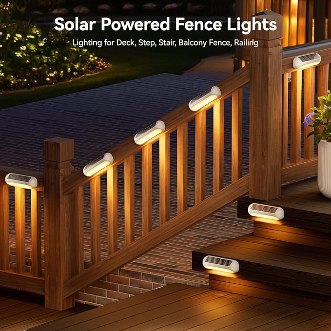 Ahaorigin Solar Outdoor Lights 4 Pack, Bright Fence Lights with Multi-Color Changing & Warm White Mode, Upgraded Solar Step Lights Outdoor Waterproof for Garden Deck Post Stair Yard and Wall
