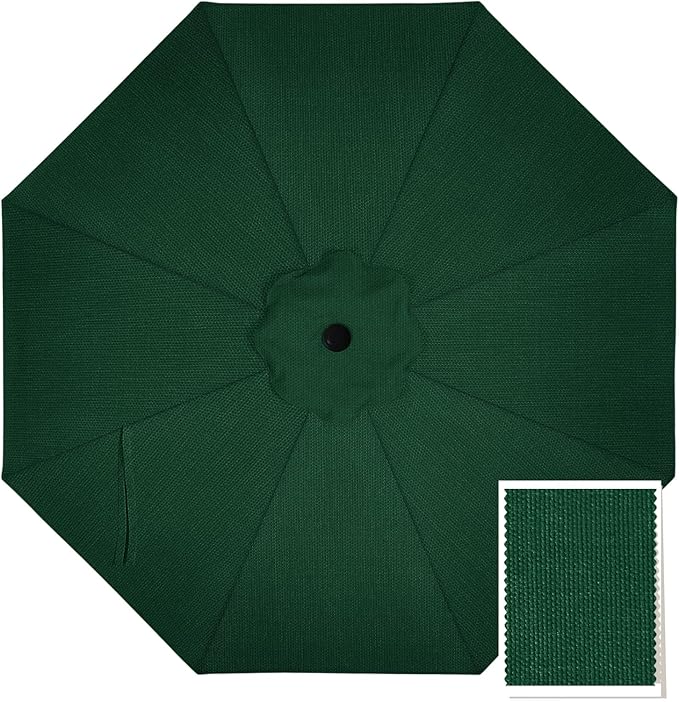 MASTERCANOPY 5-Year-Non-Fading Olefin 9FT Patio Umbrella Replacement Canopy for 8 Ribs- Forest Green Canopy Only