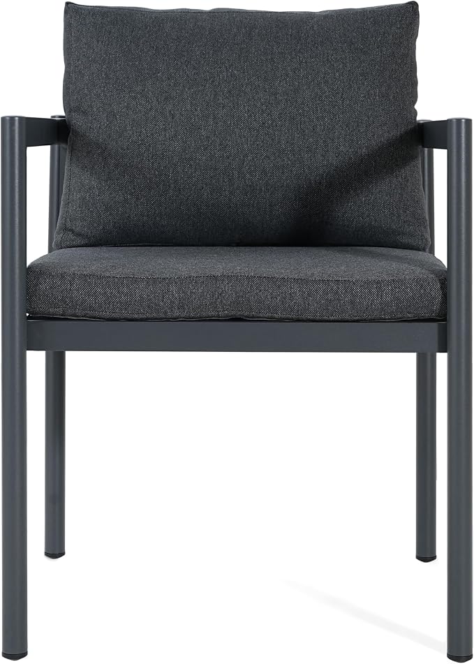 Christopher Knight Home Yoshi Acacia Wood Outdoor Dining Set for 6, 7 Piece Patio Dining Table and Chair Set, Metal Outdoor Dining Armchair and Table Set with Removable Cushion, Black+Grey+Teak