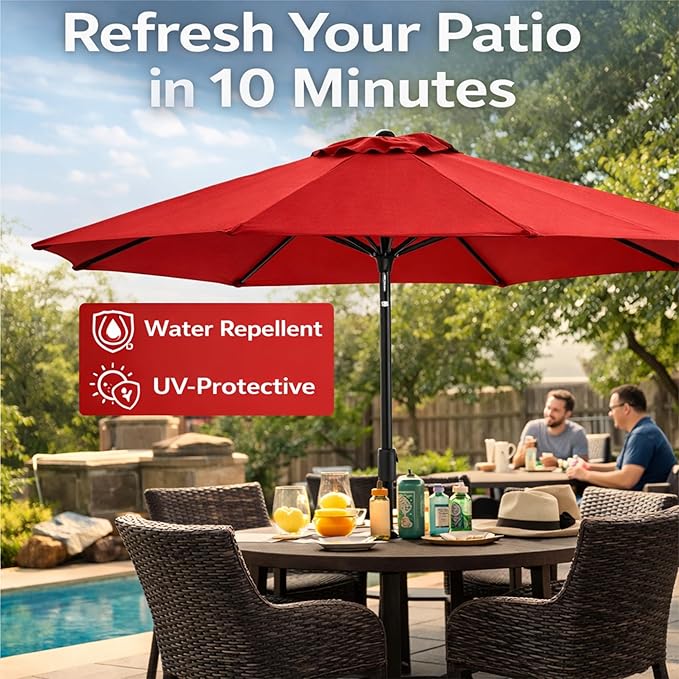 Sfmora OLEFIN 5-Year Non Fading 9ft 8Ribs Patio Umbrella Replacement Canopy, Outdoor Umbrella Canopy, Umbrella Top ONLY (Color)