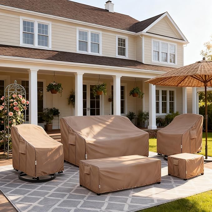 Patio Chair Covers for Outdoor Furniture Waterproof, Heavy Duty Waterproof Outdoor Swivel Chair Cover (33"W x35"D x36"H - Brown)