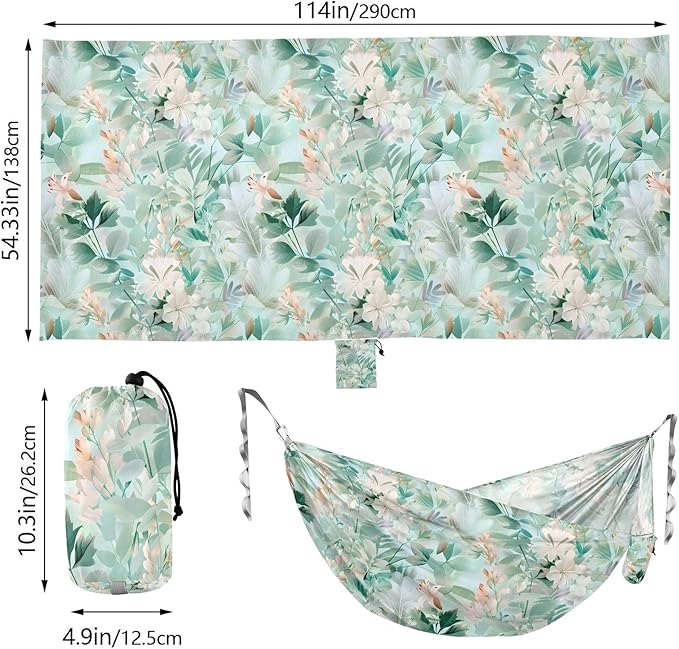 Camping Hammock Outdoor Hammocks for Outside Plants and Flowers Beach Trees Portable Lightweight with Pockets Tree Straps Indoor