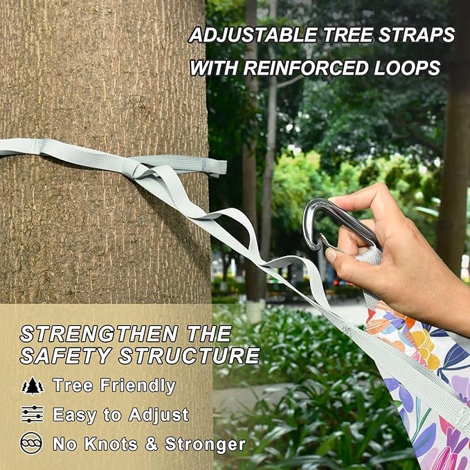 Camping Hammock Outdoor Hammocks for Outside Spring Flowers Cute Beach Trees Portable Lightweight with Pockets Tree Straps Indoor
