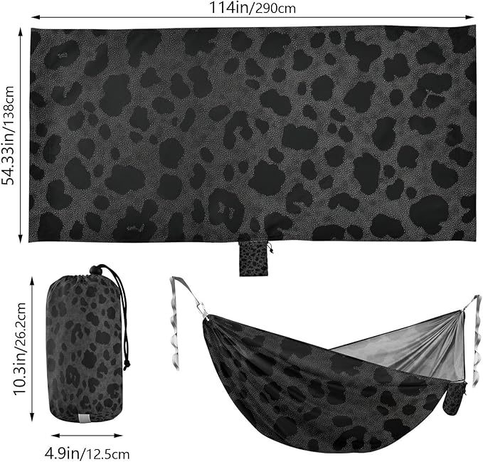 Black Leopard Print 330lb Capacity Outdoor Hammock with Hanging Ropree Hammock for Outside Beach Patio Garden accesorios para campamento