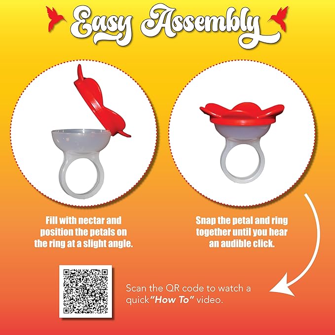 Hummingbird Ring Feeder (Orange) - Hand Feed Hummingbirds Right in Your Backyard. Get up Close and Personal with Nature. Proudly Made in The U.S.A. - The Original