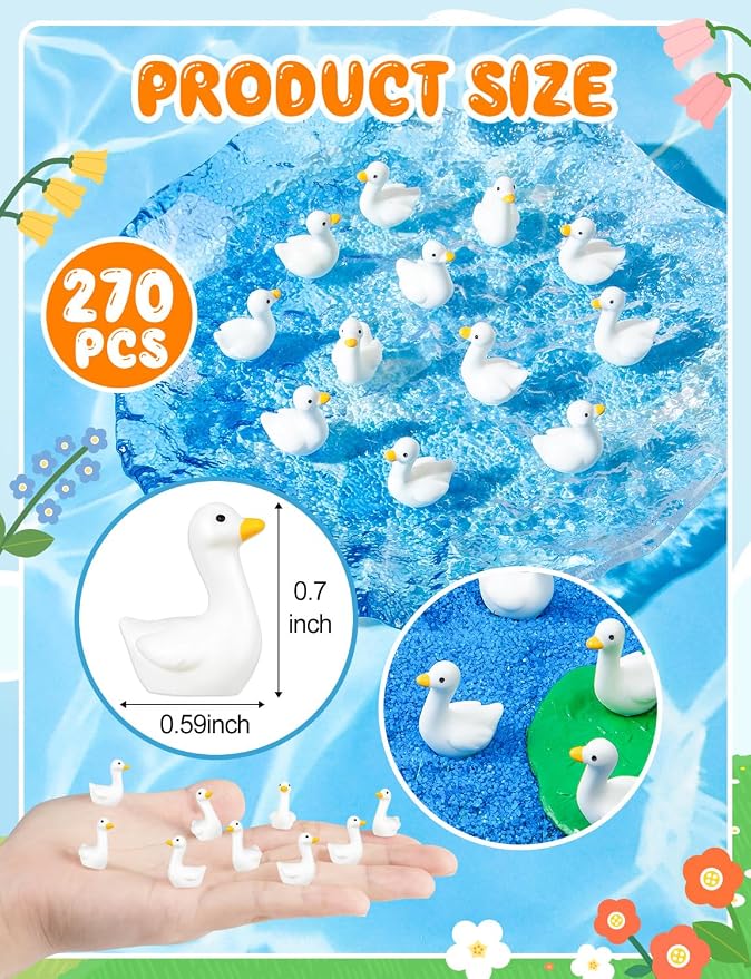 270Pcs Mini Tiny Resin Gooses | DIY Crafts, Lawn Yard Garden Decorfor Dollhouse Fairy Gardens Micro Landscape DIY Crafts