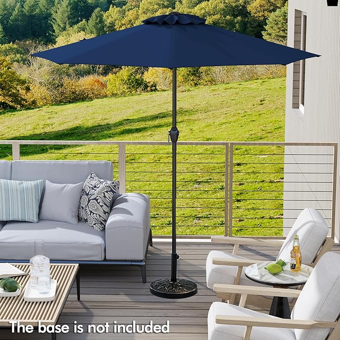 Tangkula 8.5 FT Outdoor Patio Umbrella, Modern Table Umbrella with 8 Heavy Duty Ribs, Vented Top & Crank Handle, Sun-proof Canopy, Market Umbrella for Patio, Garden, Poolside (Navy Blue)
