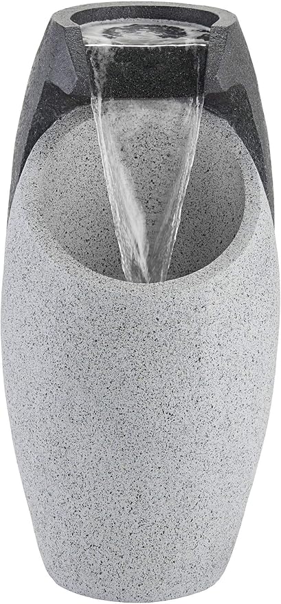 Waterfall 25" High Large Modern Indoor Outdoor Decor Faux Stone Floor Fountain with Light LED Pot Standing Water Feature for Outside Garden Patio Yard Backyard Porch Deck Relaxation - John Timberland