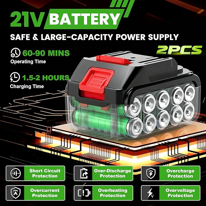Electric Weed Wacker Battery Powered Weed Eater, 21V Cordless String Trimmer Battery Operated with Wheels & Metal Blades, Lightweight 4 in 1 Grass Trimmer/Brush Cutter/Lawn Edger/Mower for Garden Yard