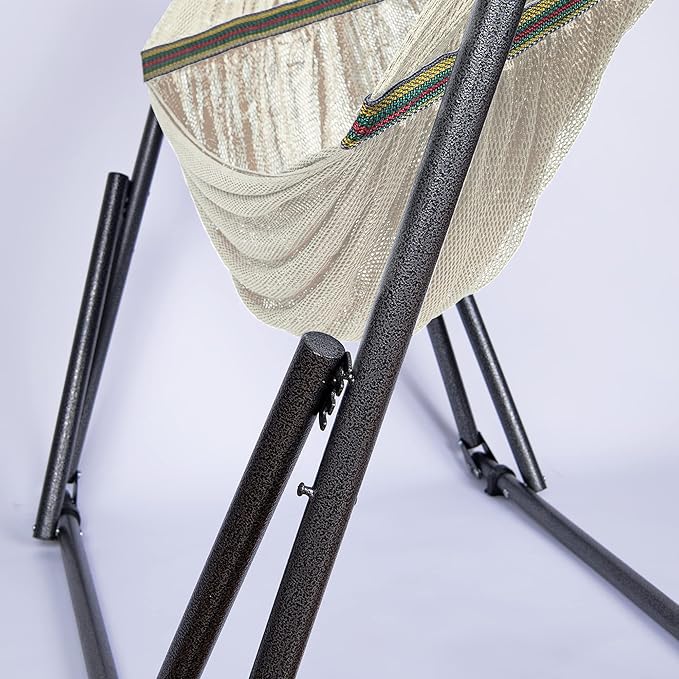 2 in 1 Hammock and Swinging Chair with Collapsible Steel Stand 450 lbs Capacity- Carrying Case, Portable & Adjustable, Perfect for Camping Beach Summer Patio, EZ Daze Foldable Hammock with Stand-IVORY
