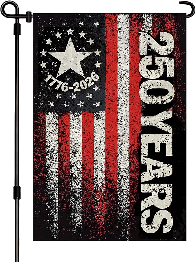 250 Anniversary USA Garden Flag, Double Sided Waterproof Distressed Patriotic Flag 1776-2026, Outdoor Yard Decor 12x18