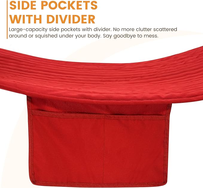 Lazy Daze Hammocks 2 Person Hammock with 12FT Stand for Outside, Quilted Double Hammock with Detachable Pillow, Balance Strap & Carrying Bag Included, 450lbs Capacity, Tool-Free Assembly, Burgundy