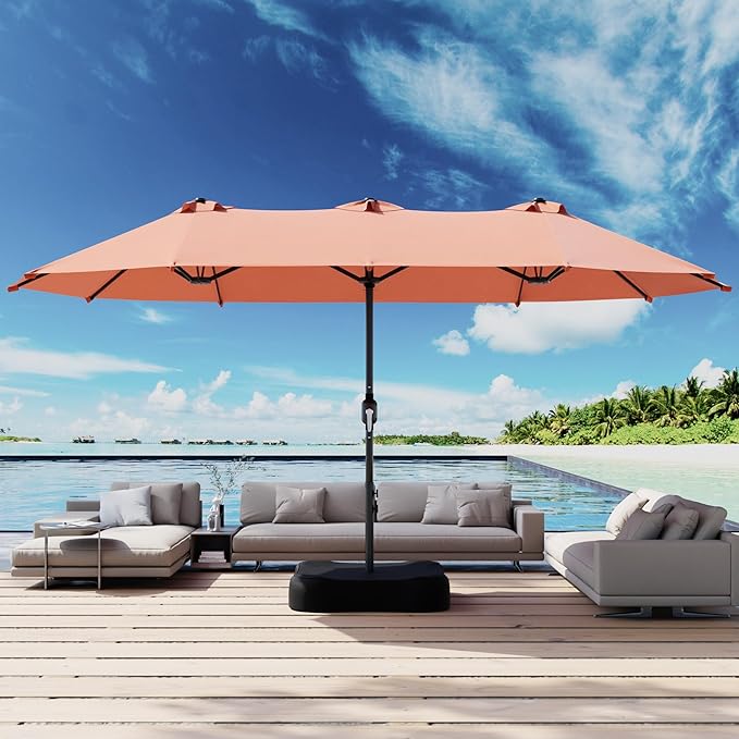 Joyside 13FT Large Patio Umbrella, Outdoor Double Sided Umbrella, Rectangle Umbrella with Crank Handle, 12 Sturdy Ribs for Deck, Porch and Pool
