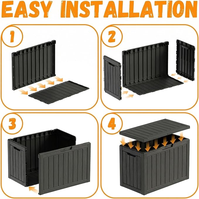 50 Gallon Outdoor Package Delivery Box with Lockable, Waterproof & Weatherproof Secure Parcel Drop Box for Porch, Resin Outside Storage Boxes(Black)