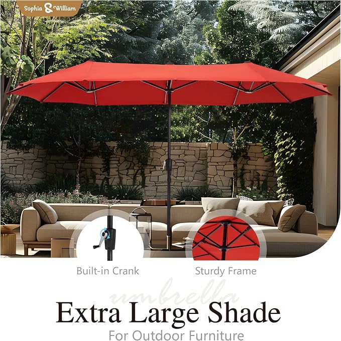 Sophia & William Patio Dining Set, 13ft Umbrella, Swivel Chairs, Black | Seats 6, Cushions