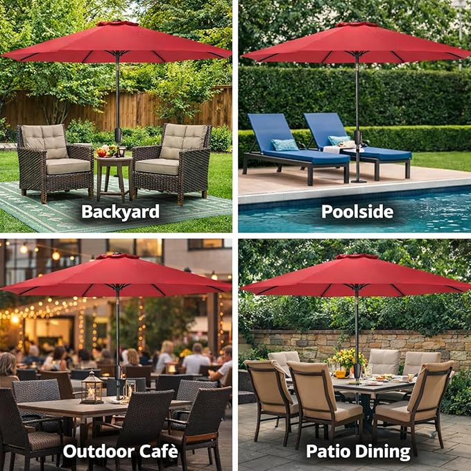 Sfmora 9ft Patio Umbrella Replacement Canopy for 8 Ribs, Outdoor Umbrella Canopy ONLY, Market Umbrella Top, Water-Resistant & UV-Protective