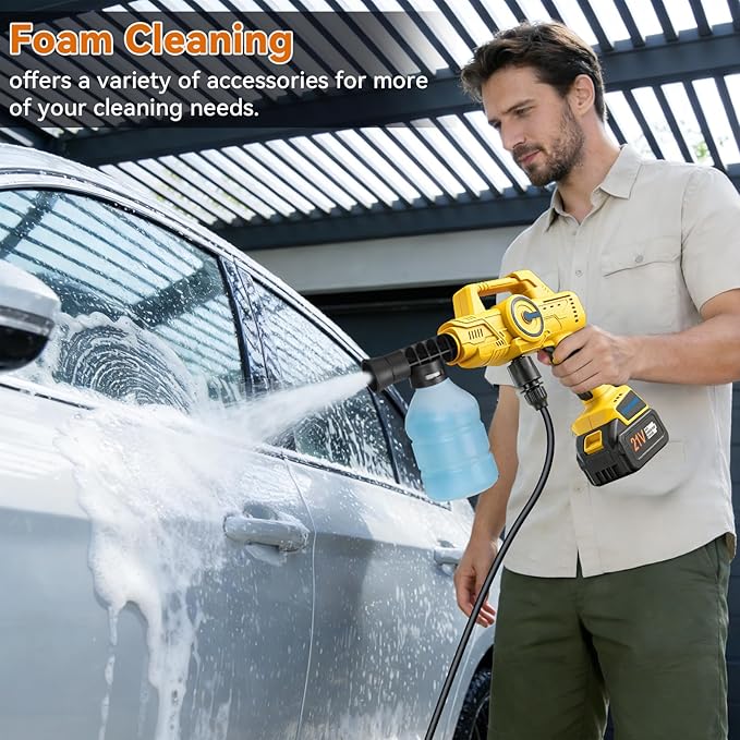 Portable Car Washer Accessories，6-in-1 Nozzle,10 Level,Handheld Car Washer, 16FT Hose, Power Cleaner for Car, Patio,Floor,Garden