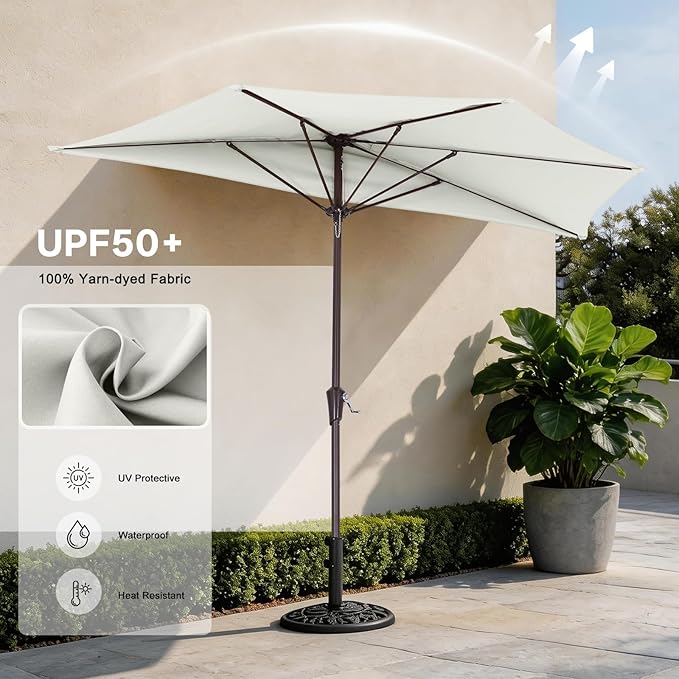 ABCCANOPY Patio Umbrella 9FT - Outdoor Half Umbrellas for Patio, Backyard, Garden, Deck (Light Beige)