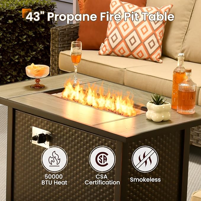 Wicker Patio Furniture Set,7 Pieces Modern Outdoor Conversation Set Sectional Sofa with Cushion and Ottomans for Garden, Poolside, Backyard