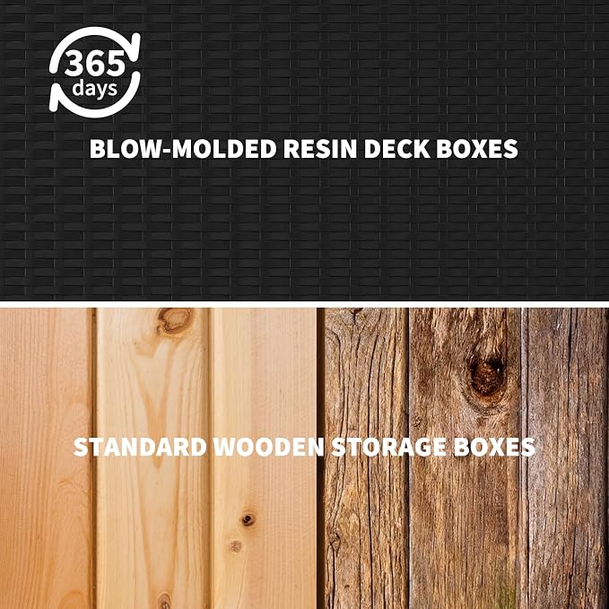 150 Gallon Outdoor Storage Box, Large Waterproof Resin Deck Box Indoor and Outdoor Use, Lockable Patio Storage Box for Garden Cushions, Tools, Equipment, Black