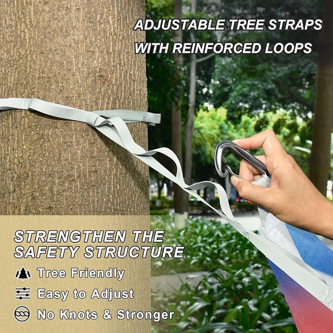 4th_July_Stars_Gradient_Pattern Outdoor Hammock with Tree Straps Backyard Hammock for Indoor Outdoor Patio