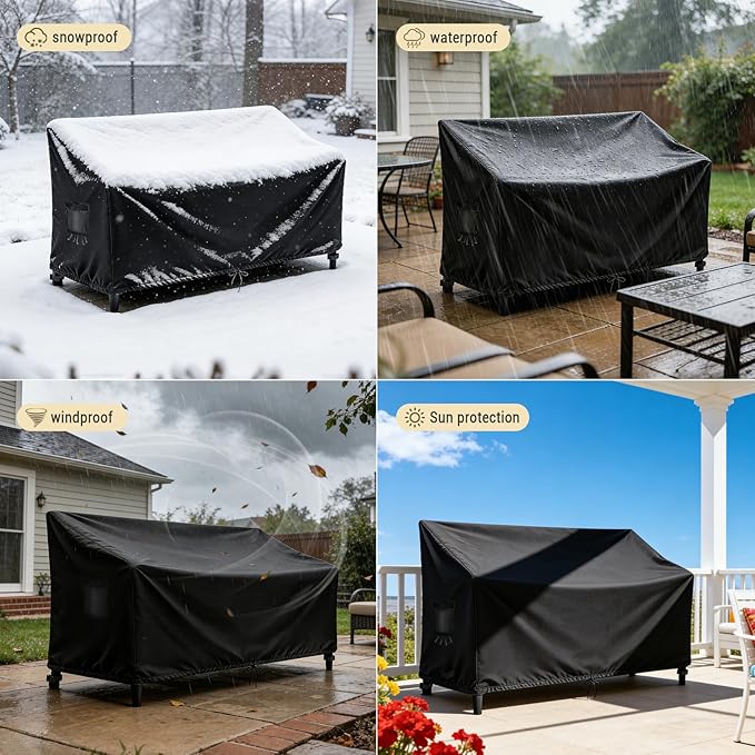 Outdoor Loveseat Cover, 2 Person Glider Covers for Outdoor Furniture,Patio Loveseat Cover- 49.43"L X 27.97"W X 35.23"H