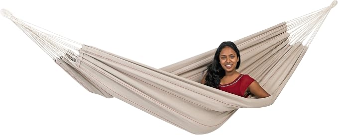 BYER OF MAINE Barbados Hammock, Authentic Brazilian, Sand, Recycled Cotton/Polyester Blend, 134" L x 58" W, Holds up to 330lbs