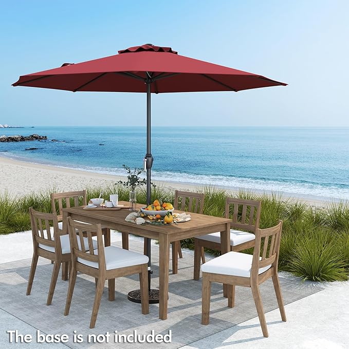 Tangkula 8.5 FT Patio Umbrella, Double-Tier Outdoor Umbrella with Crank Handle, 8 Sturdy Ribs, Sun-Protective Canopy for Market Table Pool Deck Garden Backyard (Wine)