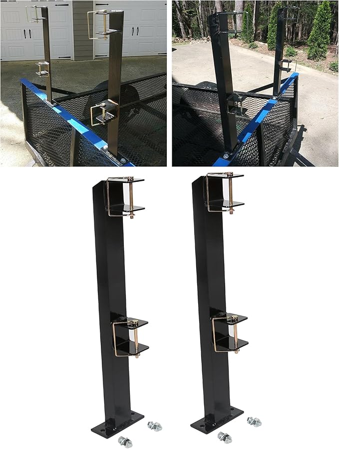 KUAFU 2 Place Weeder Trimmer Racks Holders Hold for Open Landscape Trailer Truck Edgers Pole Saws Tree Trimmers Black