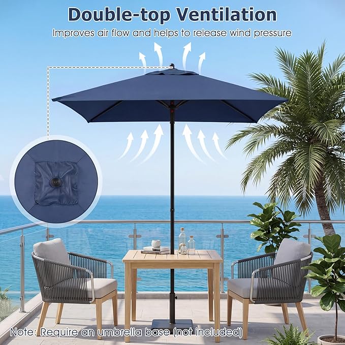 Tangkula 5 FT Patio Umbrella, Outdoor Table Market Umbrella with Quick-Release Button, 4 Sturdy Ribs, Fade Resistant & Waterproof Canopy, Sun-protective, for Garden, Poolside, Backyard (Navy)