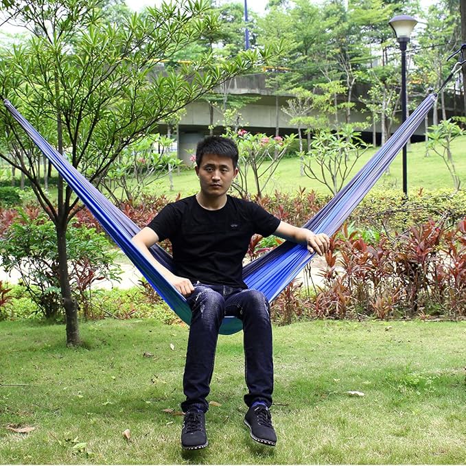Ruilogod Travel Beach, Yard Household, Courtyard Nylon, Double Nest Swing, Sleeping Bed, Lightweight, Parachute Portable Hanging, Hammock with, Carabiners Sapphire Blue (id: dd3 521 681 02b 59a