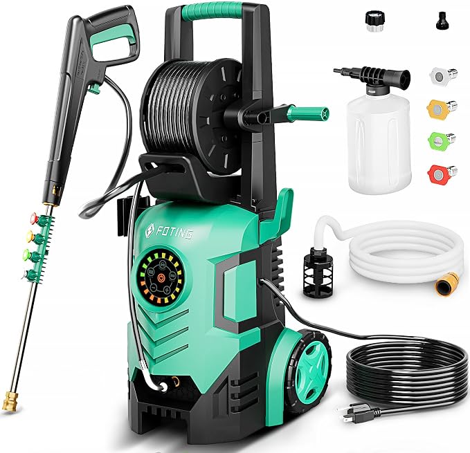 Pressure Washer 5000PSI with Adjustable Touch Screen 8 Level, 34" Tall, 4 Quick Connect Nozzles, Cannon for Cars/Fences/Driveways/Home Cleaning，Blue
