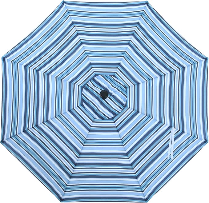 MASTERCANOPY Patio Umbrella 10 ft Replacement Canopy for 8 Ribs-Navy and Blue Stripe Canopy Only