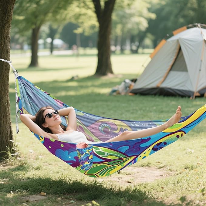Cartoon Color Whalurtle 330lb Capacity Outdoor Hammock with Portabl Carry Bag Fabric Hammock for Indoor Outdoor Patio hamaca para acampar