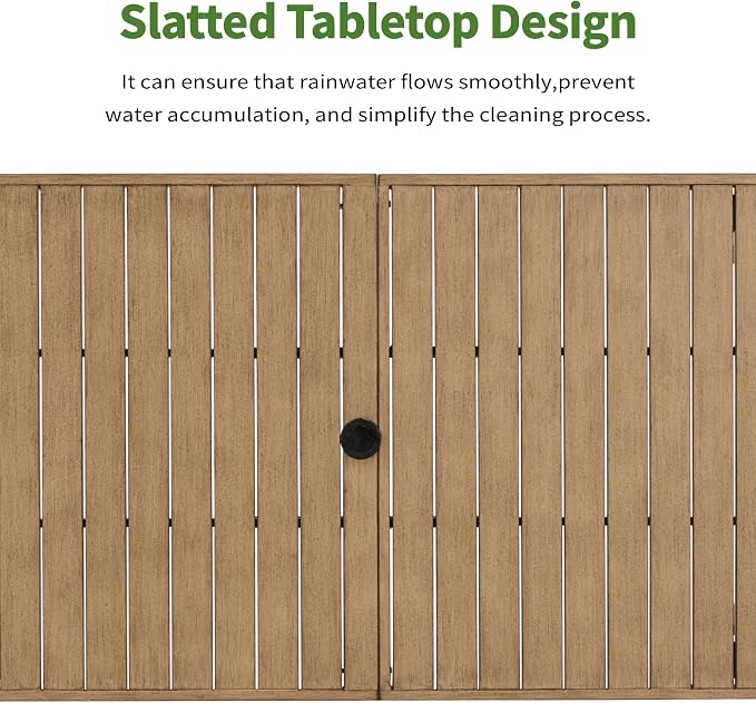 63"x35" Never-Rust Aluminum Outdoor Dining Table – Rectangular Patio Table for 6 with Umbrella Hole, Heavy Duty All-Weather for Poolside, Garden, Backyard, Porch, Deck, Teak